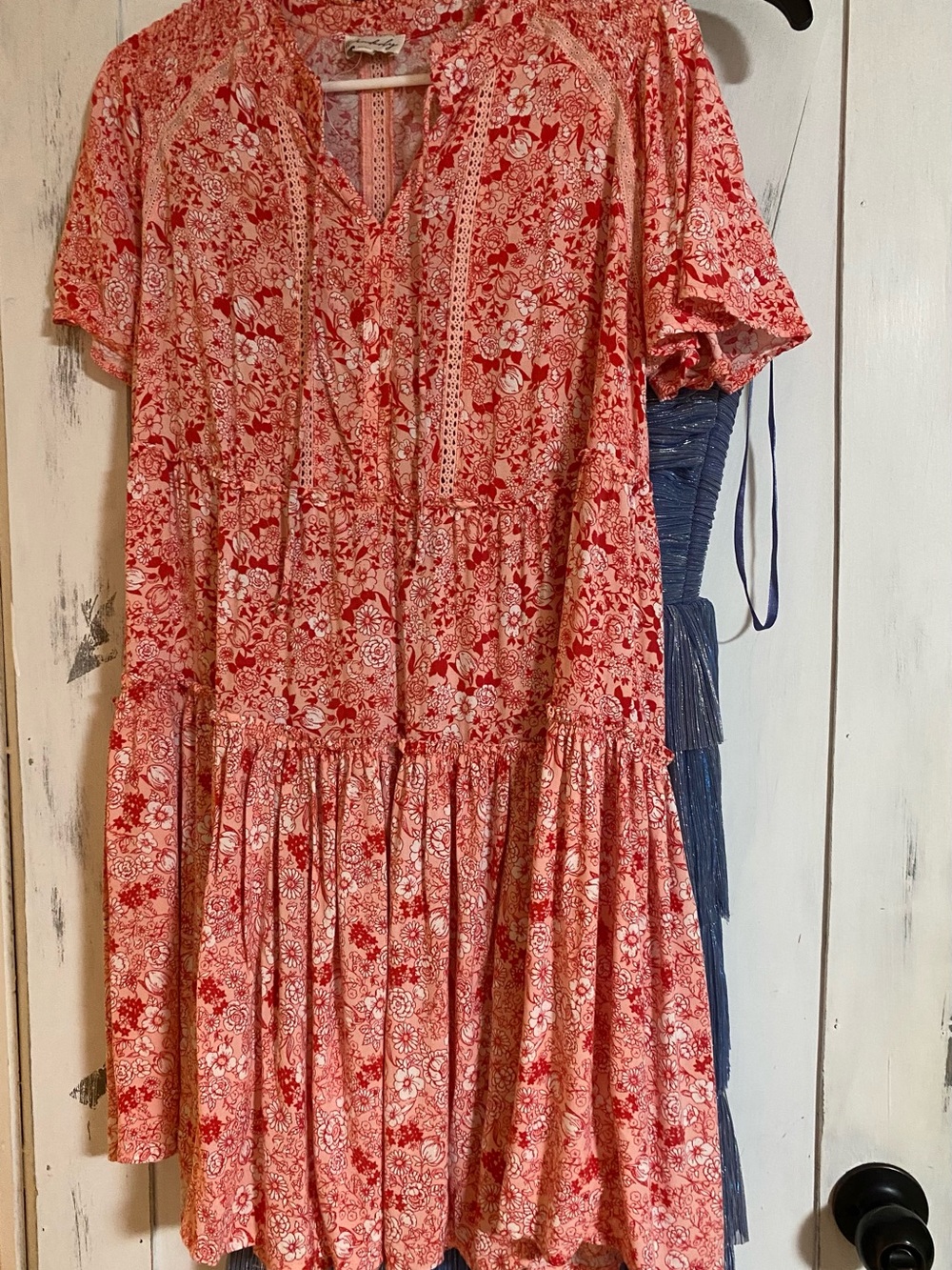 Women’s Floral Dress - Red and Cream